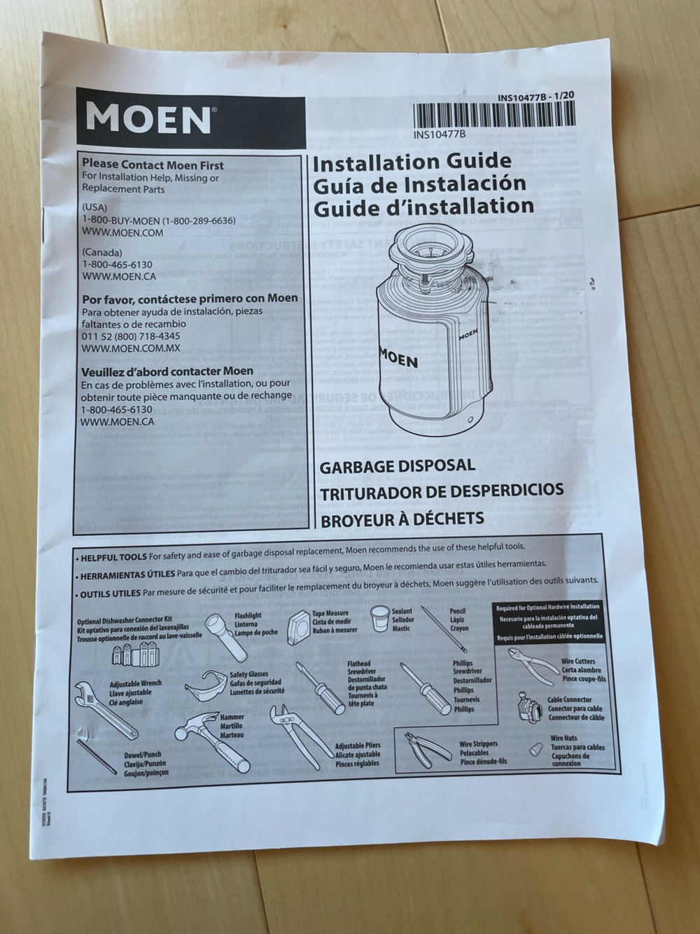 Moen Garbage Disposal Installation Guide & Owner's Manual – INS10477B